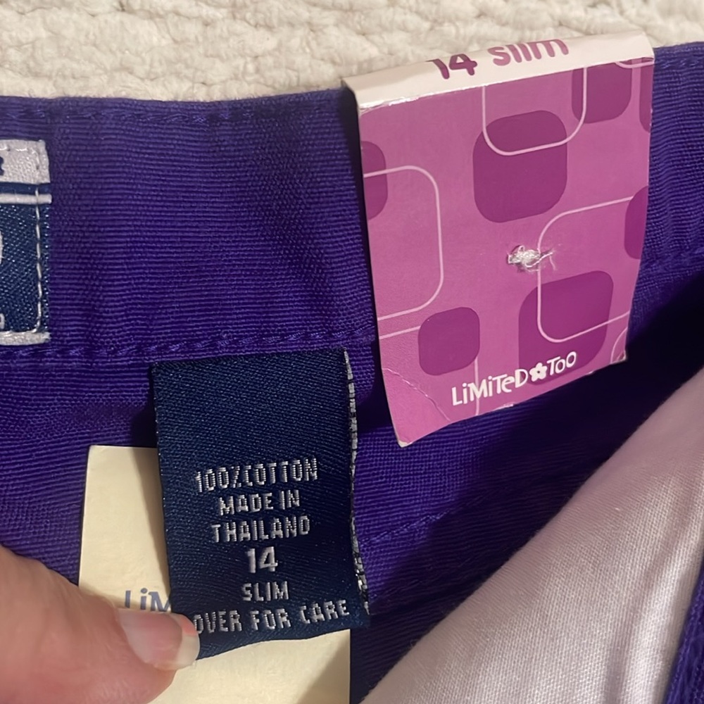 Y2K limited too short, fringe beaded belt purple 100% cotton girls size 14 slim - Picture 6 of 12